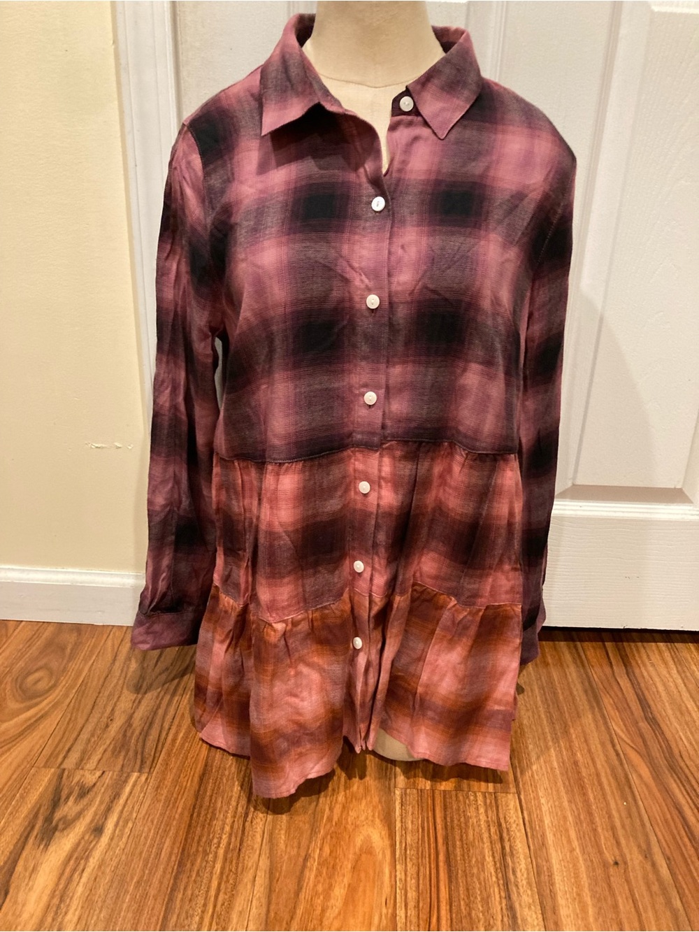 J. Jill Petite MP Multicolor Plaid Collared Button-Front Shirt Dress